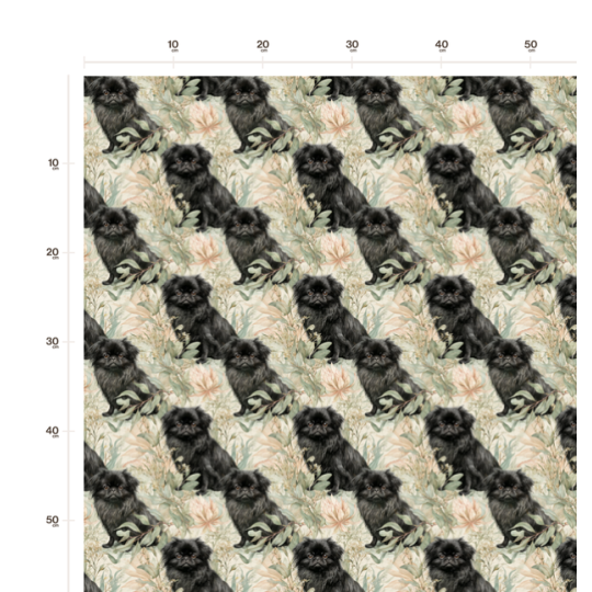 Baumwolle Canvas Pekingese Hund Blumen Aquarell Stoff – 153 g/m² – Meterware 160 cm – Eigenproduktion