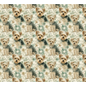 Baumwolle Canvas Yorkshire Terrier Hund Blumen Salbei Aquarell Stoff – 153 g/m² – Meterware 160 cm – Eigenproduktion