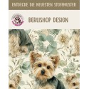 Baumwolle Canvas Yorkshire Terrier Hund Blumen Salbei Aquarell Stoff – 153 g/m² – Meterware 160 cm – Eigenproduktion