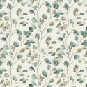 Baumwolle Canvas Eukalyptus Blätter Creme Salbei Rosa Aquarell Stoff – 153 g/m² – Meterware 160 cm – Eigenprodktion
