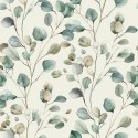 Baumwolle Canvas Eukalyptus Blätter Creme Salbei Rosa Aquarell Stoff – 153 g/m² – Meterware 160 cm – Eigenprodktion