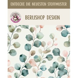 Baumwolle Canvas Eukalyptus Blätter Creme Salbei Rosa Aquarell Stoff – 153 g/m² – Meterware 160 cm – Eigenprodktion