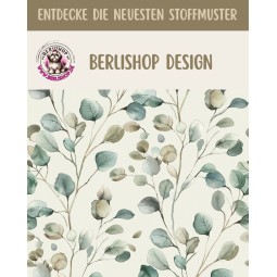 Baumwolle Canvas Eukalyptus Blätter Creme Salbei Rosa Aquarell Stoff – 153 g/m² – Meterware 160 cm – Eigenprodktion