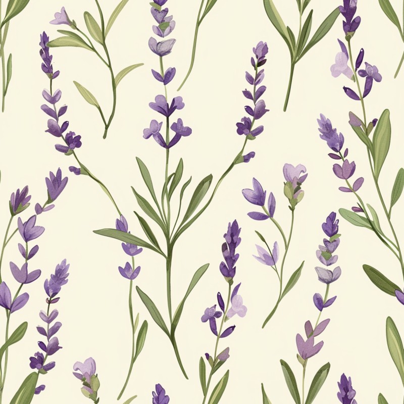 Baumwolle Canvas Lavendel Blumen Creme Lila Aquarell Stoff – 153 g/m² – Meterware 160 cm – Eigenprodktion
