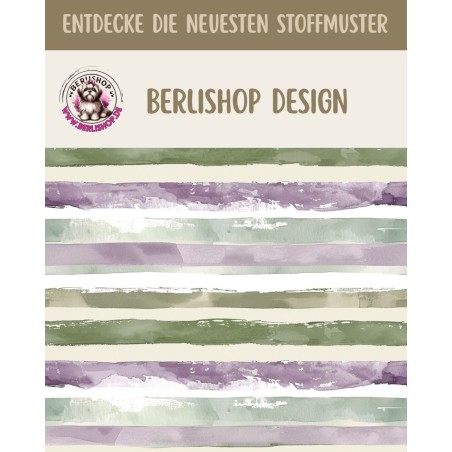 Baumwolle Canvas Salbei Lila Creme Aquarell Streifen Boho Stoff – 153 g/m² – Meterware 160 cm – Eigenprodktion