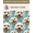 Baumwolle Canvas Stoff Malteser Hund Blau Pastell – 153 g/m² – Meterware 160 cm- Eigenproduktion