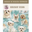Baumwolle Canvas Stoff Malteser Aquarell Türkis– 153 g/m² – Meterware - Eigenproduktion