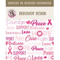 Baumwoll Satin Stoff Awareness 160 cm  – Pink Ribbon Hope Love Support Rosa – 130 g/m² – Eigenproduktion