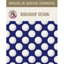 Baumwolle Canvas Golf Stoff 160 cm – Golfbälle Muster Marine Blau – 153 g/m² – Eigenproduktion