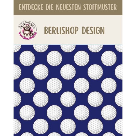 Baumwolle Canvas Golf Stoff 160 cm – Golfbälle Muster Marine Blau – 153 g/m² – Eigenproduktion