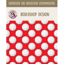 Baumwolle Canvas Golf Stoff 160 cm – Golfbälle Muster Rot – 153 g/m² – Eigenproduktion