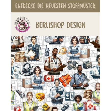 Baumwolle Canvas Berufe Stoff 160 cm – Polizei Rettungsdienst Security – 153 g/m² – Eigenproduktion