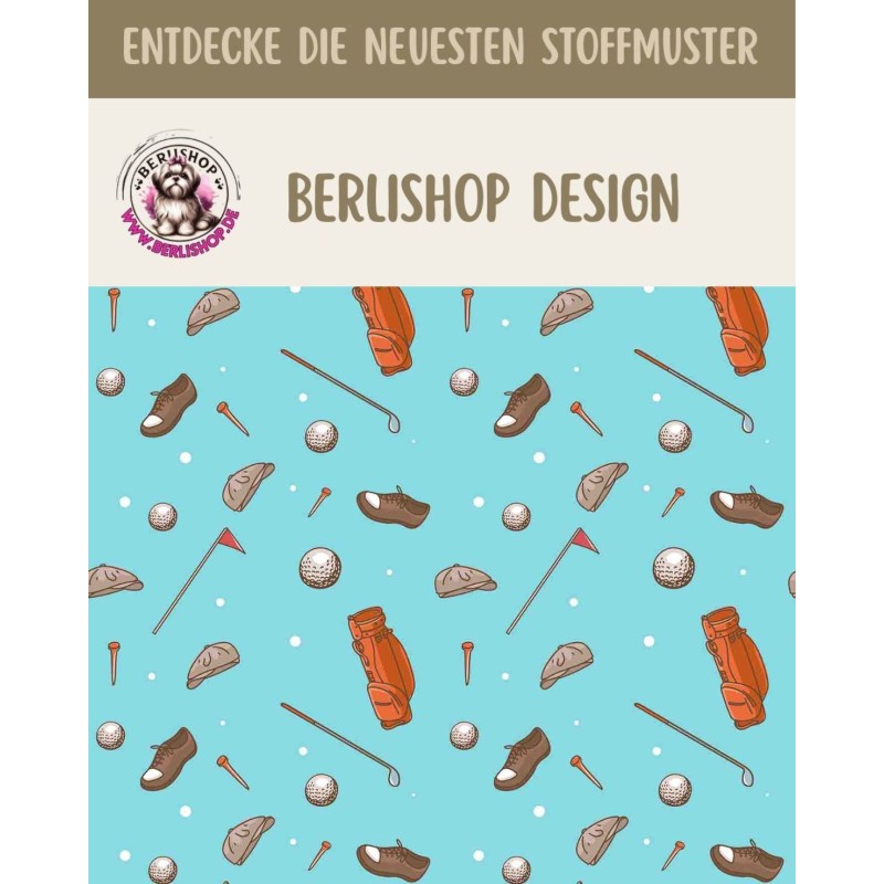 Oxford Stoff Golf Motiv 150 cm – Golfball Schläger Tasche – 210 g/m² – Eigenproduktion