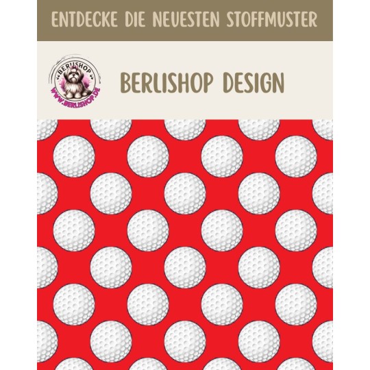 Oxford Stoff Golfbälle 150 cm – Golfball Muster Rot – 210 g/m² – Eigenproduktion