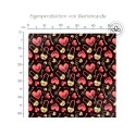 Baumwolle Canvas Herzen Schloss Stoff 160 cm – Schwarz Schlüssel Love, Liebesmotiv Herz – 153 g/m² – Eigenproduktionproduktion