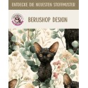 Baumwolle Canvas Devon Rex Katze Schwarz Eukalyptus Creme Aquarell Stoff 153 g/m² Meterware 160 cm Eigenproduktion