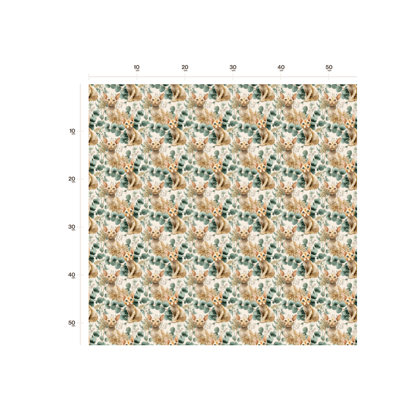 Baumwolle Canvas Sphynx Katze Beige Eukalyptus Creme Stoff 153 g/m² Meterware 160 cm Eigenproduktion