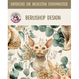 Baumwolle Canvas Sphynx Katze Beige Eukalyptus Creme Stoff 153 g/m² Meterware 160 cm Eigenproduktion