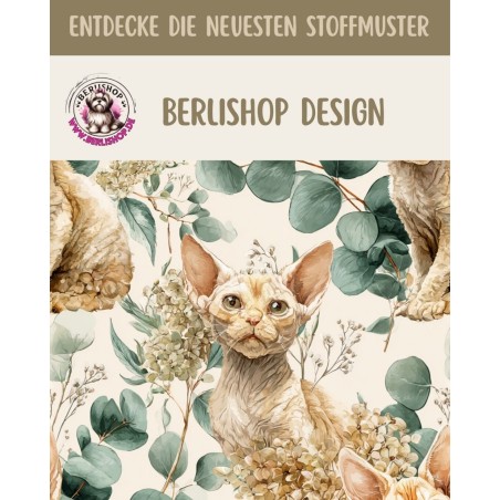 Baumwolle Canvas Sphynx Katze Beige Eukalyptus Creme Stoff 153 g/m² Meterware 160 cm Eigenproduktion