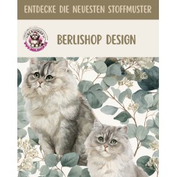 Baumwolle Canvas Perserkatze Grau Eukalyptus Creme Stoff 153 g/m² Meterware 160 cm Eigenproduktion