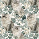 Baumwolle Canvas Perserkatze Grau Eukalyptus Creme Stoff 153 g/m² Meterware 160 cm Eigenproduktion