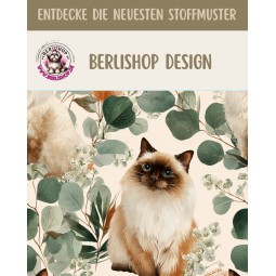 Baumwolle Canvas Perserkatze Grau Eukalyptus Creme Stoff 153 g/m² Meterware 160 cm Eigenproduktion