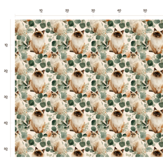 Baumwolle Canvas Perserkatze Grau Eukalyptus Creme Stoff 153 g/m² Meterware 160 cm Eigenproduktion
