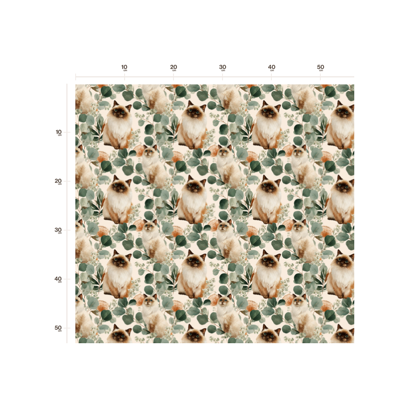 Baumwolle Canvas Perserkatze Grau Eukalyptus Creme Stoff 153 g/m² Meterware 160 cm Eigenproduktion