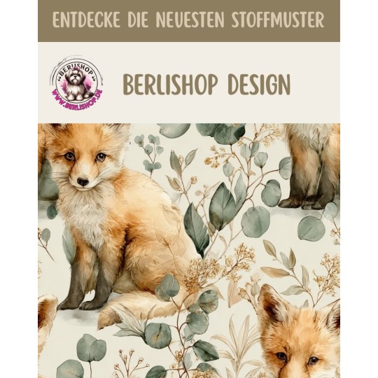 Baumwolle Canvas Fuchs Eukalyptus Creme Salbei Stoff 153 g/m² Meterware 160 cm Eigenproduktion