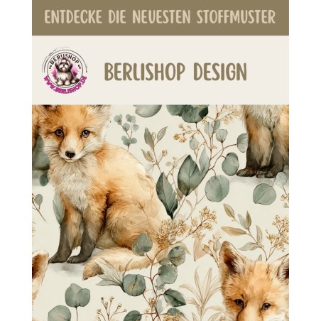 Baumwolle Canvas Fuchs Eukalyptus Creme Salbei Stoff 153 g/m² Meterware 160 cm Eigenproduktion
