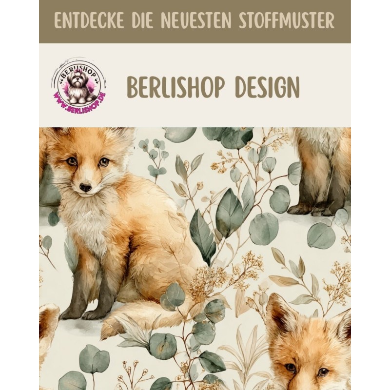 Baumwolle Canvas Fuchs Eukalyptus Creme Salbei Stoff 153 g/m² Meterware 160 cm Eigenproduktion
