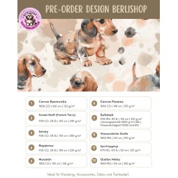 Pre - Order Dackel Welpen Aquarell Beige Braun - Stoffdesign von Berlishop - 10 Stoffe zu Auswahl – Meterware