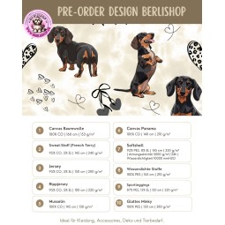 Pre- Order Brauner Dackel Hunde XOXO mit Herzen Beige/Braun - Stoffdesign von Berlishop - 10 Stoffe zu Auswahl – Kinderstoff Met