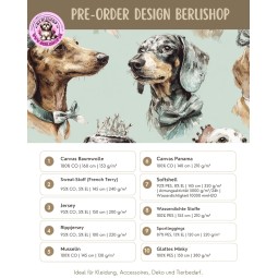 Pre-Order Königlicher Dackel Hunde  Stoff Vintage Mint – Stoffdesign von Berlishop– 10 Stoffe zur Auswahl – Meterware