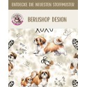 Baumwolle Canvas Hunde Stoff – XOXO Shih Tzu Muster Beige Braun – 153 g/m2– 160 cm Meterware / B Ware mit Fehler