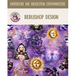 Baumwolle Canvas Hexen, Mystischer Fantasy Stoff Lila Eigenproduktion 153 g/m2– 160 cm Meterware