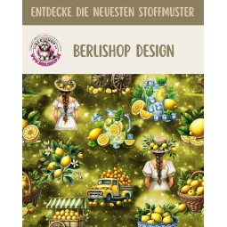 Baumwolle Canvas Zitronen Grün Gelb – Mediterraner Stoff mit Zitronen Eigenproduktion 153 g/m2– 160 cm Meterware