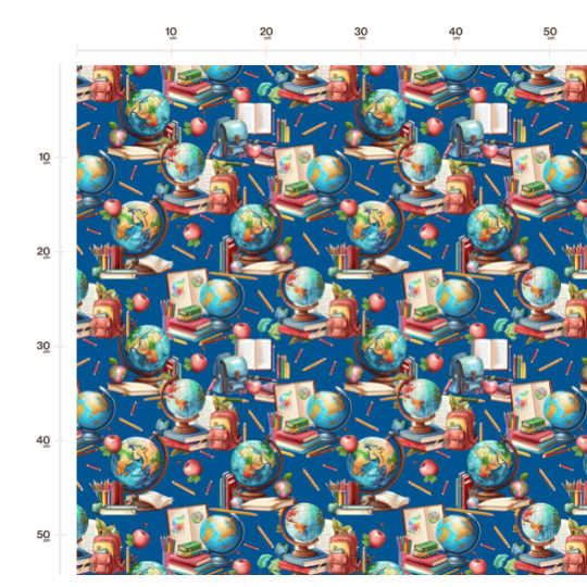 Baumwolle Canvas Schule Bücher Globus Einschulung Blau Rot   153 g/m² Meterware 160 cm Eigenproduktion