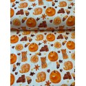 French Terry Sommersweat Weihnachtsstoff Orangen Schokolade Zimt Aquarell Creme Orange - 180 cm Überbreite – 240 g