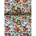 French Terry Sommersweat Weihnachtsstoff Waldtiere Eule Igel Eichhörnchen Bunt - 180 cm Überbreite – 240 g