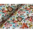 French Terry Sommersweat Weihnachtsstoff Waldtiere Eule Igel Eichhörnchen Bunt - 180 cm Überbreite – 240 g