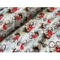 French Terry Sommersweat Weihnachtsstoff Rentier Fahrrad Nikolaus Winter Grau Rot - 180 cm Überbreite – 240 g