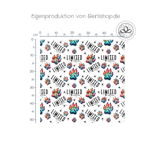 Baumwolle Canvas Limited Edition Hunde Stoff 160 cm –Tier Tatzen – 153 g/m² – Eigenproduktion