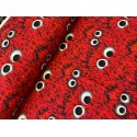 French Terry Sommersweat Monsterstoff Zottelmonster Augen Rot Schwarz - 180 cm Überbreite – 240g/m²