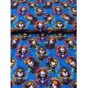 French Terry Sommersweat Clownstoff Horror Clowns Kopfhörer Graffiti Blau Bunt - 180 cm Überbreite – 240g/m²