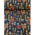 French Terry Sommersweat Fantasy Stoff Gruselfiguren Monster Schwarz Bunt- 180 cm Überbreite – 240g/m²