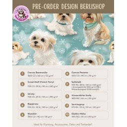 Pre - Order Yorkshire Terrier Hunde Blau Schneeflocken - Stoffdesign von Berlishop - 10 Stoffe zu Auswahl – Meterware