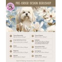 Pre-Order Malteser Hunde Magnolien Blau Gold – Stoffdesign von Berlishop - 10 Stoffe zu Auswahl – Meterware