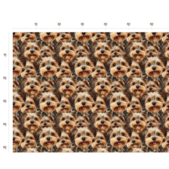 Pre - Order Yorkshire Terrier Hunde Stoff Beige/Braun - Stoffdesign von Berlishop - 10 Stoffe zu Auswahl – Meterware