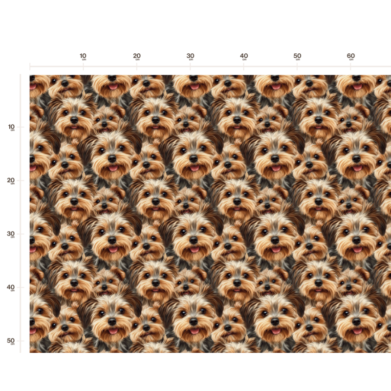 Pre - Order Yorkshire Terrier Hunde Stoff Beige/Braun - Stoffdesign von Berlishop - 10 Stoffe zu Auswahl – Meterware